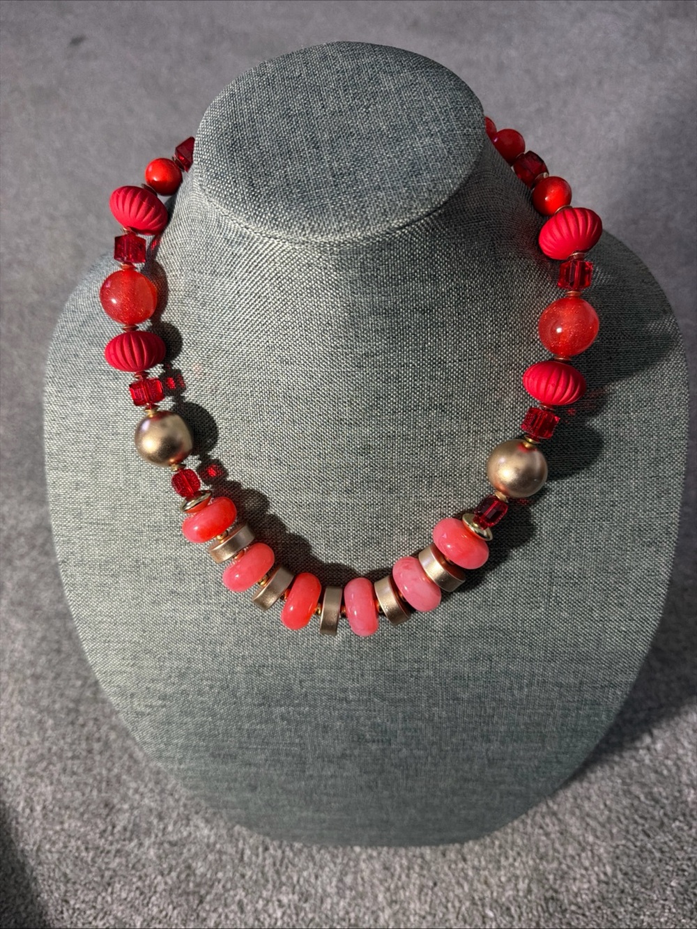 Fashion Jewelry Red Beaded Statement Necklace - Women Jewelry